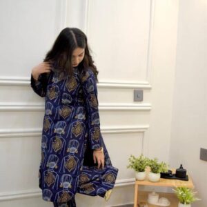 Women's Stitched linen Printed Shirt And Trouser Set - 2 Pcs