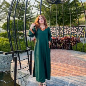 2 pc stitched Embroidered linen trouser shirt