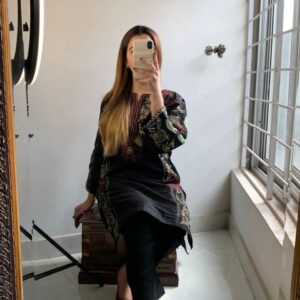 2 Pcs Women's Stitched Cotton Embroidered Shirt And Trouser