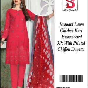 3 Pcs Women's Unstitched Chikankari Embroidered Suit
