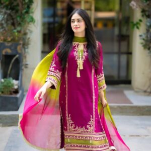 3 Pcs Women's Unstitched Embroidered Suit