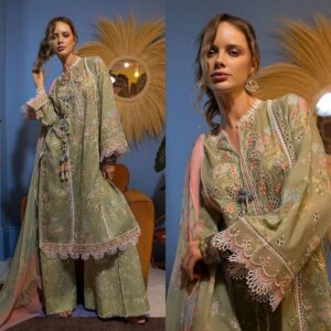 Elegant Green Lawn Suit with Embroidered Details - 3 Pcs Set