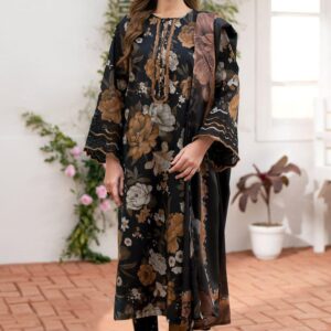 3 Pcs Women's Unstitched Karandi Digital Print Suit