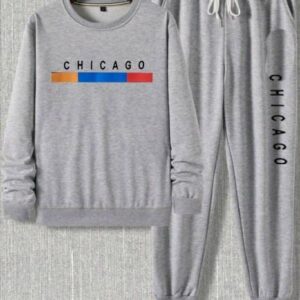 2 Pcs Men's Polyester Printed Track Suit