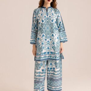 Stylish Printed Two-Piece Women's Stitched Shirt and Trouser Set