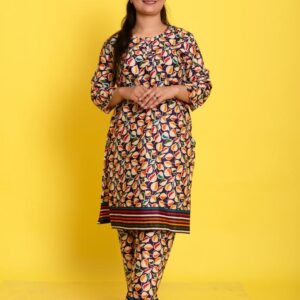 2 Pcs Women's Stitched Lawn Printed Suit