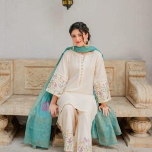 3 Pcs Women's Unstitched Embroidered Suit