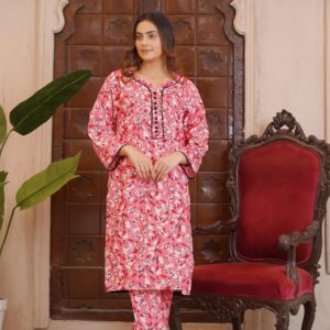 Stylish 2pc Stitched Cotton Shirt and Trouser Set