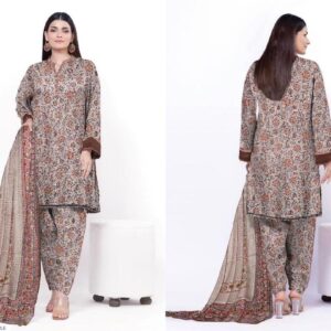 3pc Woman Unstitched Printed Suit